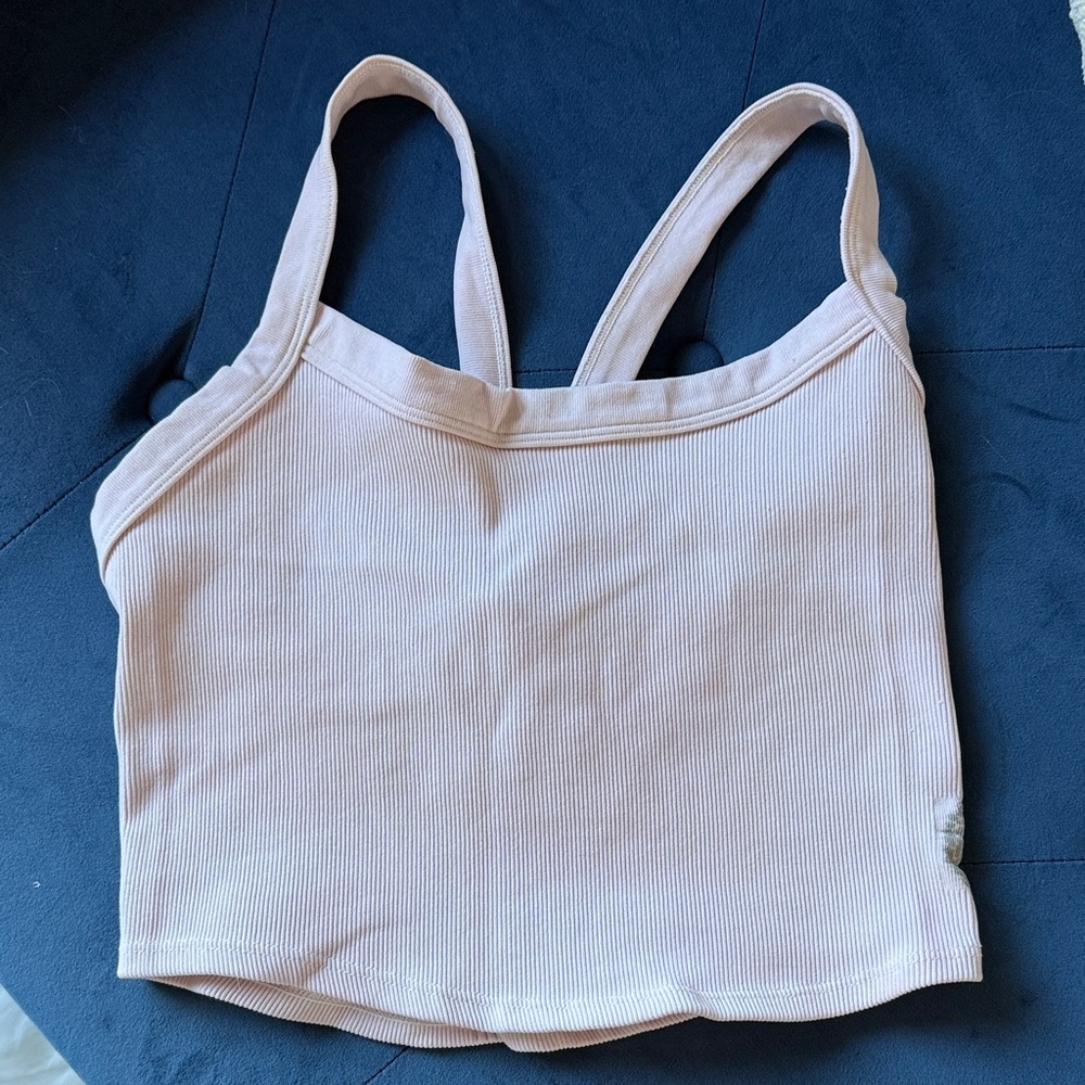 Free People Pink Ribbed Crop Tank
